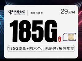 电信飞帅卡 29元185G 18-59周岁